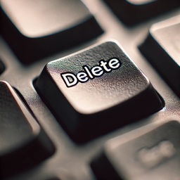 A close-up of a Delete key on a keyboard.